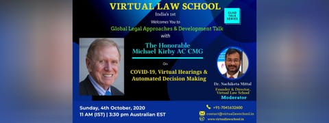 Virtual Law School to host talk on "COVID-19, Virtual Hearing and Automated Decision Making" (Oct 4)