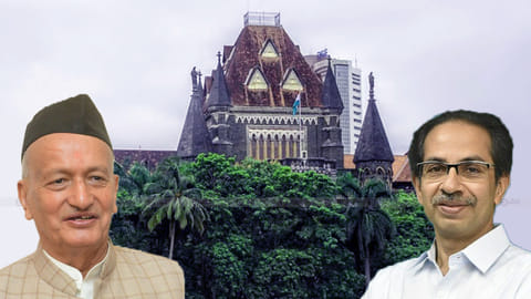 Uddhav Thackeray and Governor Bhagat Singh Koshyari with Bombay HC background