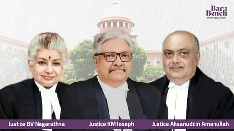 Justices KM Joseph, Justice BV Nagarathna, Justice Ahsanuddin amanullah with Supreme Court