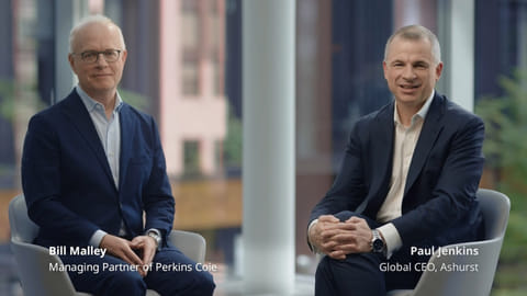 Bill Malley and Paul Jenkins announcing Ashurst Perkins Coie
