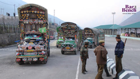 Cross-LOC trade: Trucks from Pakistan at Trade Facilitation Centre, Salamabad, Uri in 2016