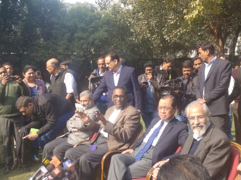 Four seniormost Supreme Court judges rise to have press conference at Chelameswar J residence