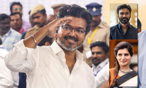 சட்டசபை தேர்தலில் வெற்றி: த.வெ.க. தலைவர் விஜய்க்கு வாழ்த்து தெரிவித்த தனுஷ், சமந்தா