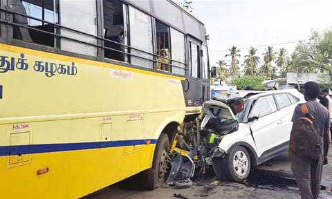 கோவையில் அரசு பஸ் - கார் மோதி விபத்து: ஒருவர் பலி