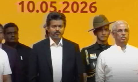 விஜய் பதவியேற்பு விழாவில் தமிழ்த்தாய் வாழ்த்தை முந்திக்கொண்ட வந்தே மாதரம்