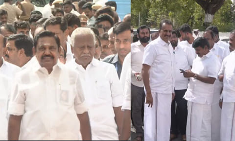 உட்கட்சி பூசல் எதிரொலி: எஸ்.பி.வேலுமணி பதவியேற்றபோது மேஜையை தட்டி உற்சாகமாக வரவேற்ற அதிமுக எம்.எல்.ஏக்கள்