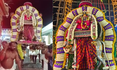 வெள்ளி காமதேனு வாகனத்தில் அம்மன் வீதிஉலா