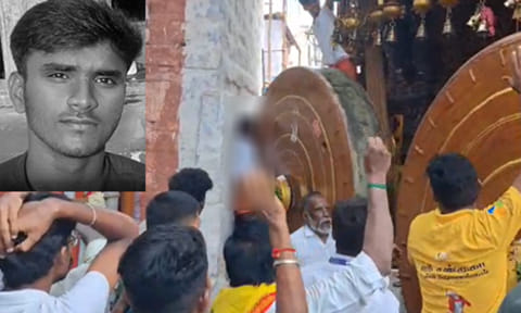 நாமக்கல்: கோவில் தேர் சக்கரத்தில் சிக்கி இளைஞர் உயிரிழப்பு