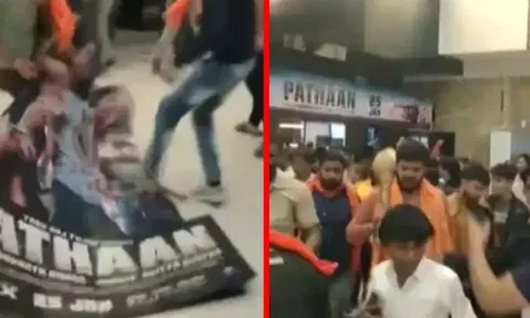 பதான் பட விவகாரம்; ஷாருக் கான் போஸ்டர்களை கிழித்து பஜ்ரங்தள தொண்டர்கள் போராட்டம்