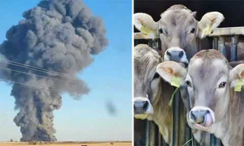 தீ விபத்தில் சிக்கி 18,000க்கும் மேற்பட்ட பசு மாடுகள் பரிதாபமாக உயிரிழப்பு.!