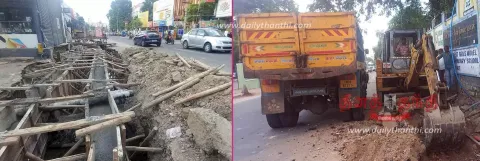 ரோட்டின் ஓரங்களில் பல மாதங்களாக பள்ளம்: போக்குவரத்து மிகுந்த சாலைகளில் நெரிசலை அதிகமாக்கும் அதிகாரிகள்- சிக்கித்தவிக்கும் வாகன ஓட்டிகள்