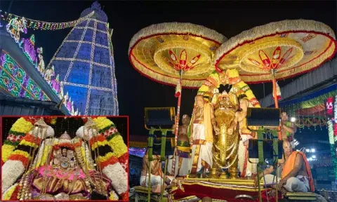 திருச்சானுர் பிரம்மோற்சவம்.. லட்சுமி கடாட்சமாக கஜ வாகனத்தில் வலம் வந்த தாயார்