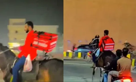 பெட்ரோல் தட்டுப்பாடு: குதிரையில் சென்று உணவு டெலிவரி செய்த இளைஞர் - வைரல் வீடியோ