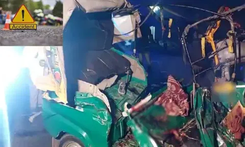 ஆட்டோ மீது லாரி மோதி விபத்து: 9 பேர் பலி