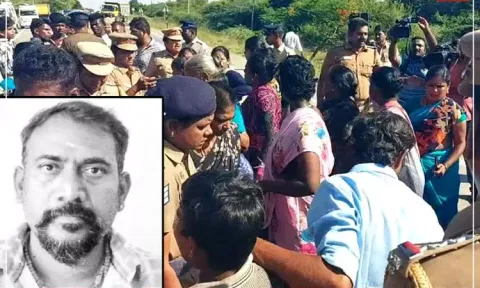 என்கவுண்டரில் சுட்டுக் கொல்லப்பட்ட துரையின் உறவினர்கள் போராட்டம் - போலீசார் பேச்சுவார்த்தை