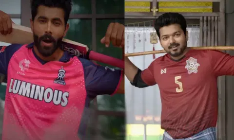 விஜய் ஸ்டைலில் ராஜஸ்தான் அணியில் இணைந்த ஜடேஜா....வீடியோ