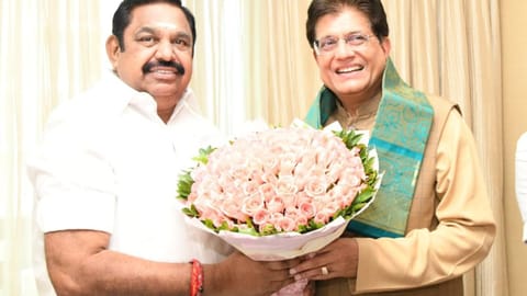 Senior BJP leader Piyush Goyal and AIADMK leader EPS