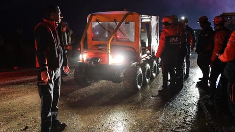 Turkish rescue teams search for the remains of a private jet carrying Libya's military chiet and four others that crashed after taking off from Ankara, killing everyone on board, in Ankara