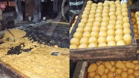 Jaggery being prepared in a manufacturing unit