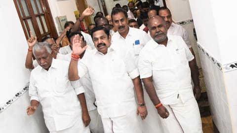 Palaniswami led the AIADMK MLAs out of the House, joined by allies from the BJP and PMK, raising slogans against the government’s "refusal to allow debate on people's issues."