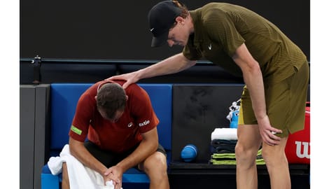 Jannik Sinner consoles Hugo Gaston who retired early after an injury