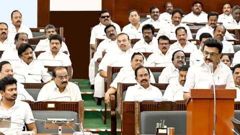 CM MK Stalin addressing at the Tamil Nadu state assembly