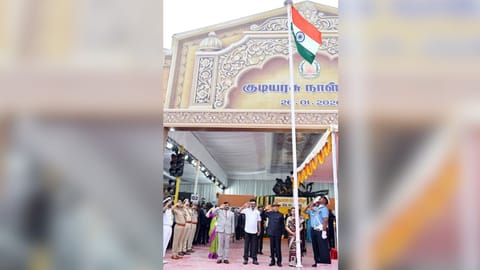 Governor RN Ravi unfurls National Flag