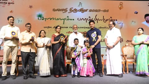 School Education Minister Anbil Mahesh Poyyamozhi at the state-level arts festival in Chennai on Friday