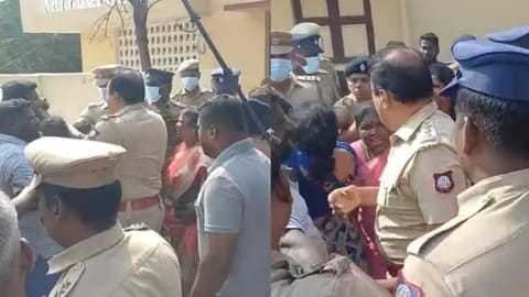 Protest led by DMK panchayat president