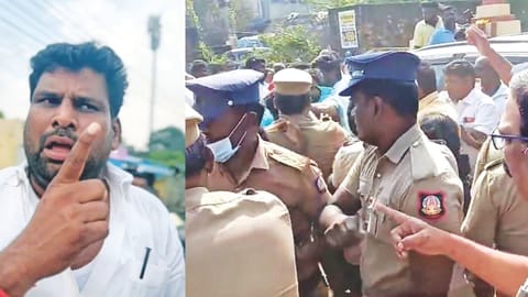 Jagadeeswaran (file photo from Nov 2025) had brought his suporters to
stop the demolition of his brother’s building on the encroached land