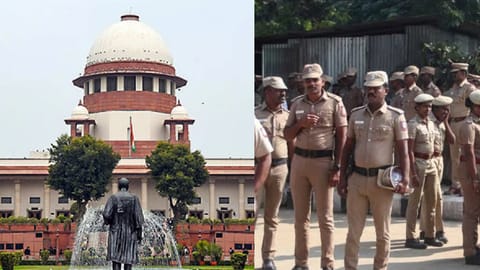 (L) Supreme Court, (R) Representative image of police