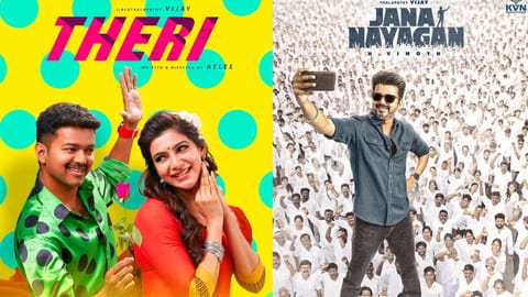 Poster from the films Theri and Jana Nayagan