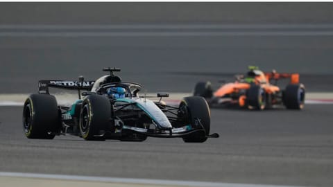 Mercedes driver George Russell of Britain steers his car during a Formula One pre-season test at the Bahrain International Circuit in Sakhir, Bahrain