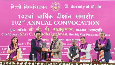 Vice President CP Radhakrishnan attended the convocation at the Delhi University (DU) on Saturday (February 28).