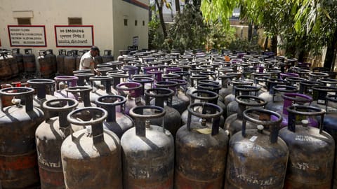 LPG cylinders at a depot