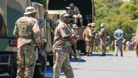 South African National Defense Forces deploy in the Riverlea township of Johannesburg, South Africa