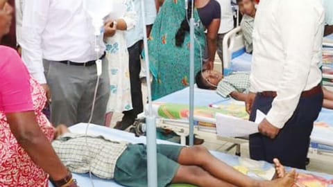 Students undergoing treatment after consuming the Noon meal