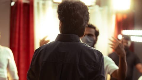 Actor Silambarasan in the sets of 'Arasan'