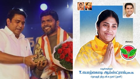 Pa Ranjith (L), Tamil Nadu Bahujan Samaj Party's Porkodi Armstrong (R).