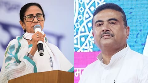 (L) Mamata Banerjee, (R) Suvendu Adhikari