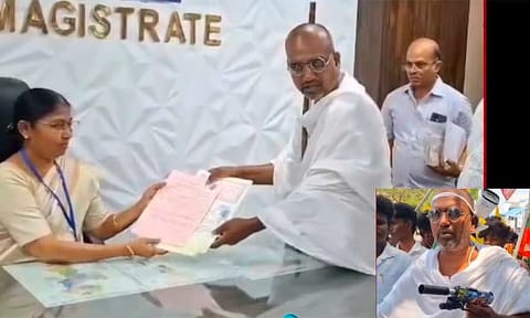 Gandhian activist T Ramesh of the Ahimsa Socialist Party