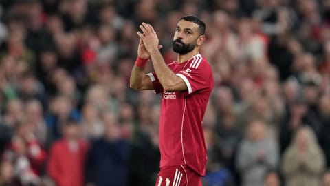 Liverpool's Mohamed Salah leaves the field after substitution during the second leg of the Champions League round of 16 soccer match between Liverpool and Galatasaray, in Liverpool, England, Wednesday, March 18, 2026.