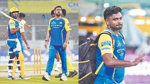 (L) Ruturaj Gaikwad and MS Dhoni, (R) Sanju Samson