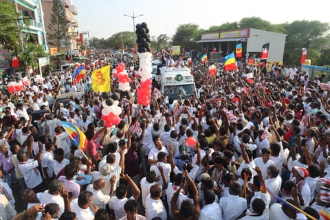 AIADMK general secretary Edappadi Palaniswami canvassing votes for party candidate on Friday