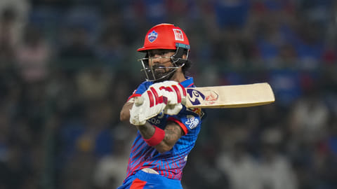New Delhi: Delhi Capitals' KL Rahul plays a shot during an Indian Premier League (IPL) 2026 T20 cricket match between Delhi Capitals and Gujarat Titans, at Arun Jaitley Stadium, in New Delhi, Wednesday, April 8, 2026.