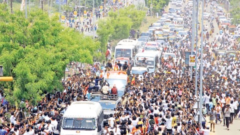 TVK president Vijay at the campaigning