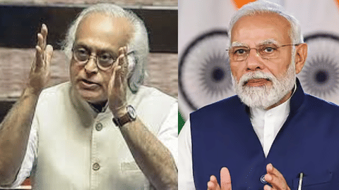 (L) Jairam Ramesh, (R) Narendra Modi