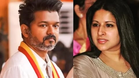 Actor-politician Vijay; his wife Sangeetha Vijay