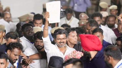 TVK chief receives the Perambur constituency's winning certificate at Loyola College