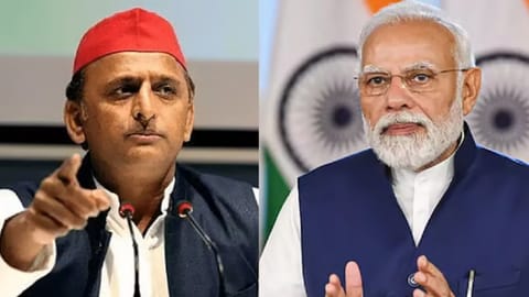 (L) Akhilesh Yadav, (R) Narendra Modi